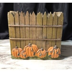 Wooden Box OR Planter with Pumpkins On One Side & Picket Fence 5" x4.5" (2765)‎